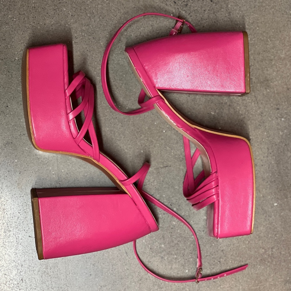 PrettyLittleThing Hot Pink Platform Heels